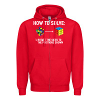 Red youth rubiks cube rotate the sides to the position shown cube Zipper Hoodie - DesigneFamous