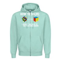Seafoam youth rubiks cube rotate the sides to the position shown cube Zipper Hoodie - DesigneFamous