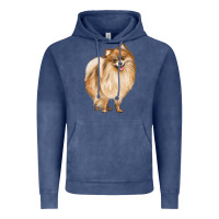 Vintage Denim Pomeranian Dog Illustrations Vintage Hoodie - LillyAllenDesigns