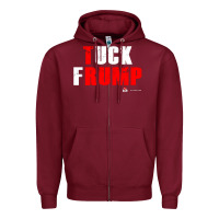 Burgundy tuck frump Zipper Hoodie - DesigneFamous