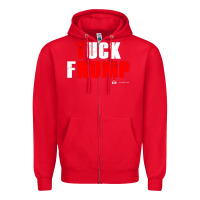 Red tuck frump Zipper Hoodie - DesigneFamous