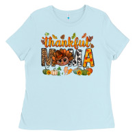 Baby Blue thankful mama and turkey bbs Ladies Tee - BundleAndBundleShop