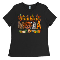 Black thankful mama and turkey bbs Ladies Tee - BundleAndBundleShop