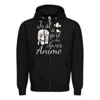 Black just a girl who loves anime Zipper Hoodie - DesigneFamous