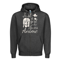 Charcoal Heather just a girl who loves anime Zipper Hoodie - DesigneFamous