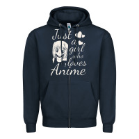 Navy just a girl who loves anime Zipper Hoodie - DesigneFamous