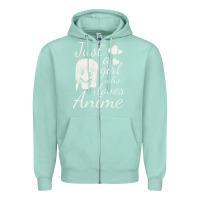 Seafoam just a girl who loves anime Zipper Hoodie - DesigneFamous
