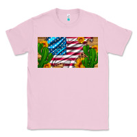 Bubblegum Pink usa flag and cactus and sunflowers with leopard and wood license  plat Classic Tee - Artiststas