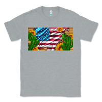 Heather Grey usa flag and cactus and sunflowers with leopard and wood license  plat Classic Tee - Artiststas