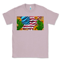 Lilac usa flag and cactus and sunflowers with leopard and wood license  plat Classic Tee - Artiststas