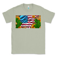 Matcha usa flag and cactus and sunflowers with leopard and wood license  plat Classic Tee - Artiststas