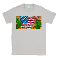 Moon Dust usa flag and cactus and sunflowers with leopard and wood license  plat Classic Tee - Artiststas