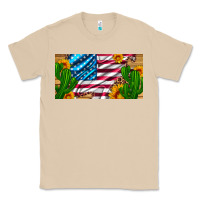 Mushroom usa flag and cactus and sunflowers with leopard and wood license  plat Classic Tee - Artiststas