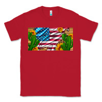 Red usa flag and cactus and sunflowers with leopard and wood license  plat Classic Tee - Artiststas