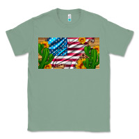 Sage usa flag and cactus and sunflowers with leopard and wood license  plat Classic Tee - Artiststas