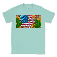 Seafoam usa flag and cactus and sunflowers with leopard and wood license  plat Classic Tee - Artiststas