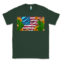 Sports Green usa flag and cactus and sunflowers with leopard and wood license  plat Classic Tee - Artiststas