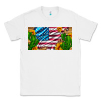 White usa flag and cactus and sunflowers with leopard and wood license  plat Classic Tee - Artiststas