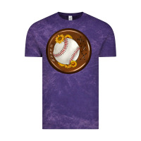 Cloud Purple baseball with sunflower round earrings Vintage Tee - BundleAndBundleShop