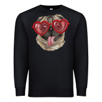 Black Pug with love glasses Premium Sweatshirt - RanaPortraitStore