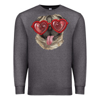 Charcoal Heather Pug with love glasses Premium Sweatshirt - RanaPortraitStore