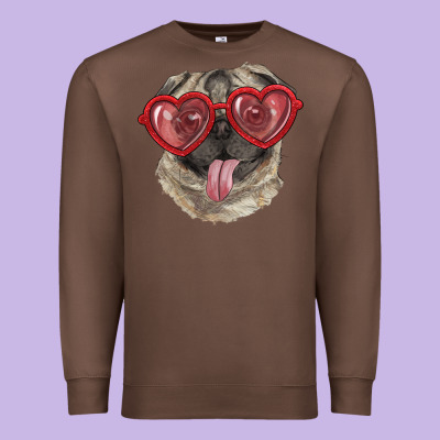 Pug With Love Glasses Premium Sweatshirt Designed By Ranaportraitstore
