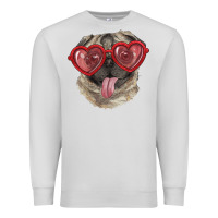 Dove Grey Pug with love glasses Premium Sweatshirt - RanaPortraitStore