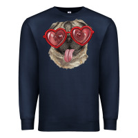 Navy Pug with love glasses Premium Sweatshirt - RanaPortraitStore