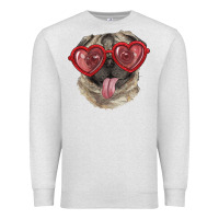 Oatmeal Heather Pug with love glasses Premium Sweatshirt - RanaPortraitStore
