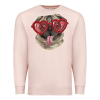 Pale Pink Pug with love glasses Premium Sweatshirt - RanaPortraitStore