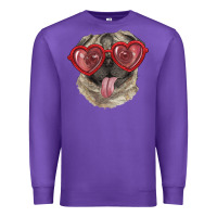 Purple Pug with love glasses Premium Sweatshirt - RanaPortraitStore