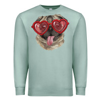 Seafoam Pug with love glasses Premium Sweatshirt - RanaPortraitStore