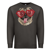 Smoke Pug with love glasses Premium Sweatshirt - RanaPortraitStore