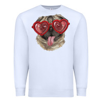 White Pug with love glasses Premium Sweatshirt - RanaPortraitStore