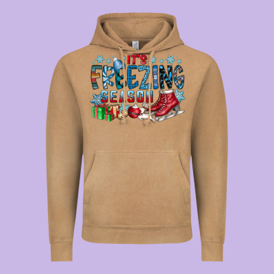 It's Freezing Season Vintage Hoodie Designed By Cowhidedigitalart