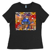 Black Fourth Of July Truck Ladies Tee - FaDigitalArtStudio