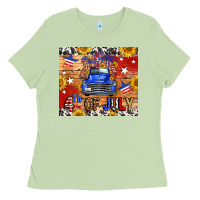 Matcha Fourth Of July Truck Ladies Tee - FaDigitalArtStudio