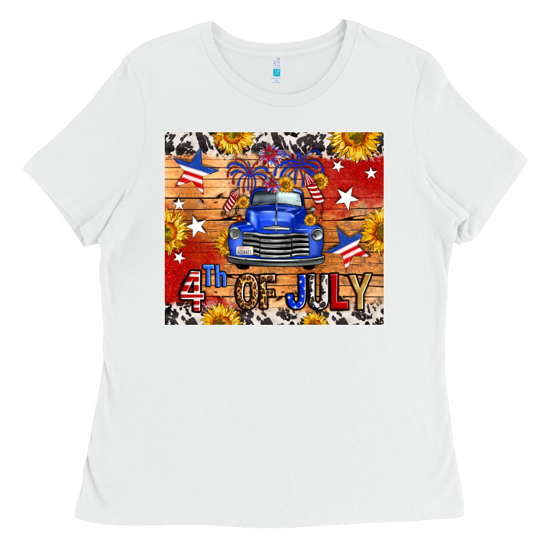 Fourth Of July Truck Ladies Tee by FaDigitalArtStudio | Teevron