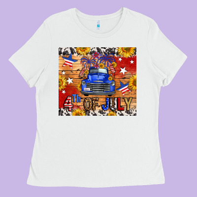 Fourth Of July Truck Ladies Tee Designed By Fadigitalartstudio