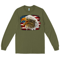 Army Green Western American Flag Eagle Long Sleeve Tee - LillyAllenDesigns