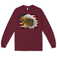 Burgundy Western American Flag Eagle Long Sleeve Tee - LillyAllenDesigns