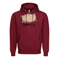 Burgundy Spider Pig Zipper Hoodie - DesigneFamous