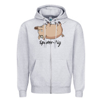 Heather Grey Spider Pig Zipper Hoodie - DesigneFamous