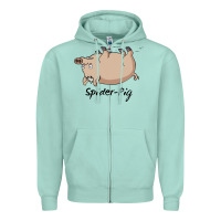 Seafoam Spider Pig Zipper Hoodie - DesigneFamous