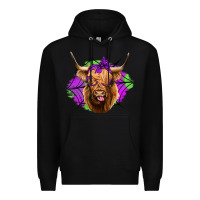 Black halloween highland cow Premium Hoodie - Jasminsmagicworld