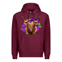 Burgundy halloween highland cow Premium Hoodie - Jasminsmagicworld
