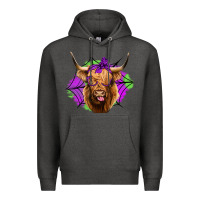 Charcoal Heather halloween highland cow Premium Hoodie - Jasminsmagicworld