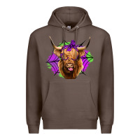 Coffee halloween highland cow Premium Hoodie - Jasminsmagicworld
