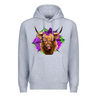 Heather Grey halloween highland cow Premium Hoodie - Jasminsmagicworld