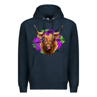 Navy halloween highland cow Premium Hoodie - Jasminsmagicworld